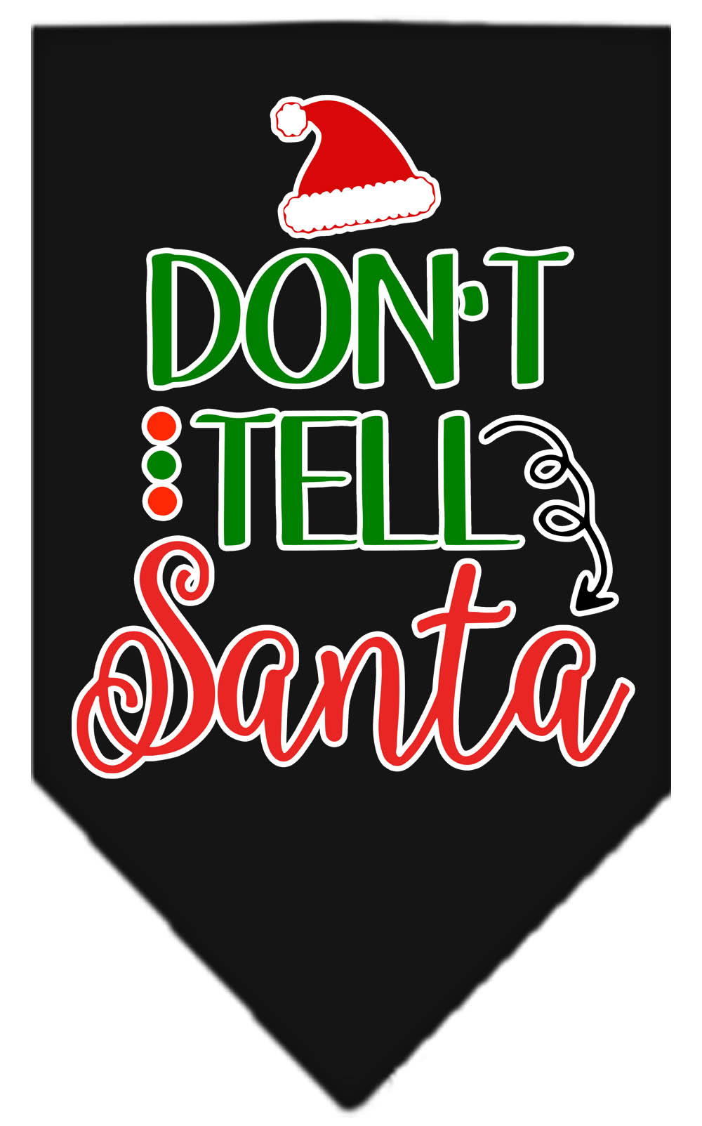 Don't Tell Santa Screen Print Bandana Black Large